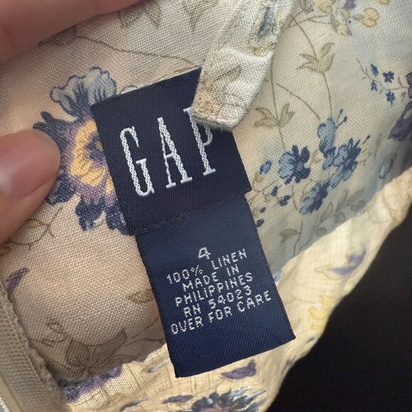 Gap Vintage Dress 100% Linen Floral Size 4 Y2K Cottagecore - Picture 3 of 8
